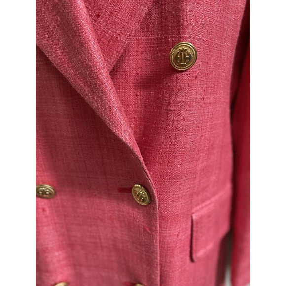 Ann Freedberg 100%Silk Pink Double Breasted Blazer Jacket with Gold Buttons~8 - Picture 3 of 6